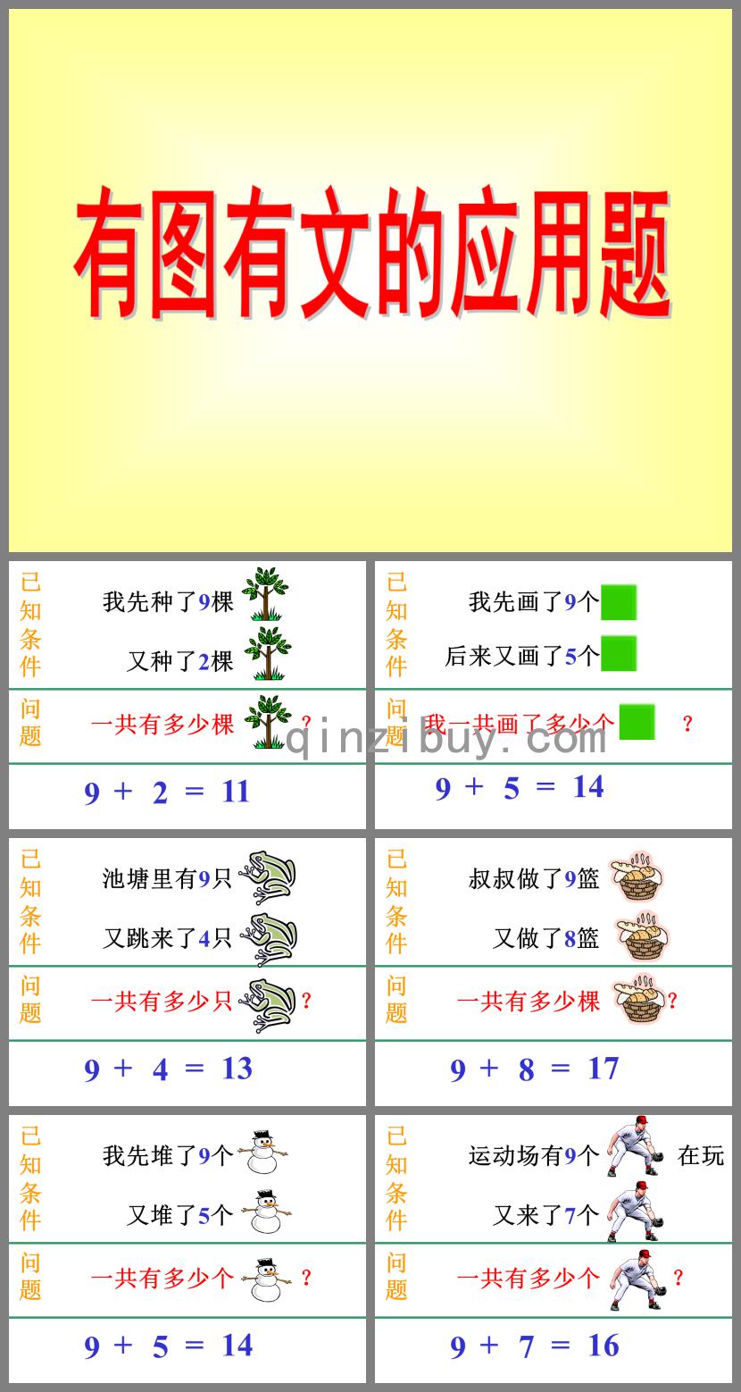 幼儿园数学有图有文的应用题PPT课件