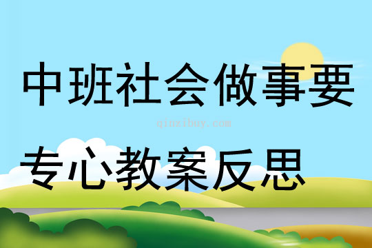 中班社会做事要专心教案反思