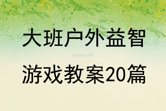 大班户外益智游戏教案20篇