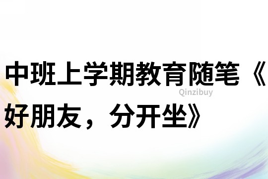 中班上学期教育随笔《好朋友，分开坐》