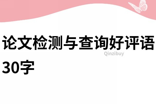 论文检测与查询好评语30字