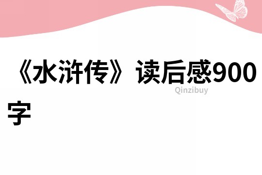 《水浒传》读后感900字