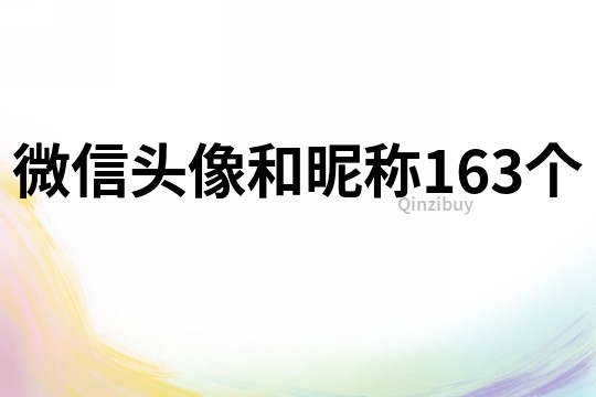 微信头像和昵称163个