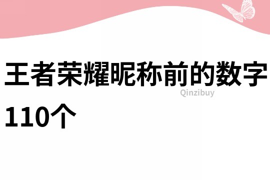 王者荣耀昵称前的数字110个