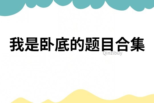 我是卧底的题目合集