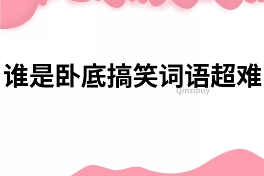 谁是卧底搞笑词语超难