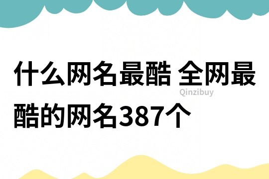 什么网名最酷 全网最酷的网名387个