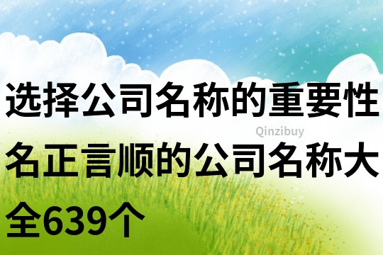 选择公司名称的重要性,名正言顺的公司名称大全639个