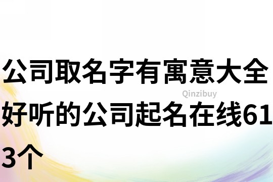 公司取名字有寓意大全,好听的公司起名在线613个