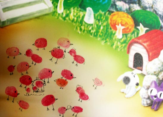 幼儿园大班手印画教案:可爱的小雏鸡