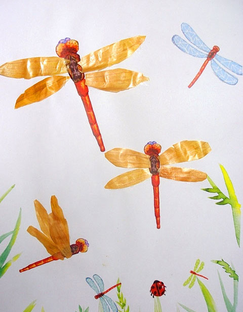 幼儿园大班美术教案：蓝天里的蜻蜓