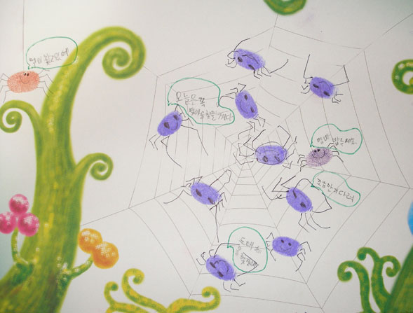 幼儿园大班美术教案：摇摇晃晃的蜘蛛朋友们
