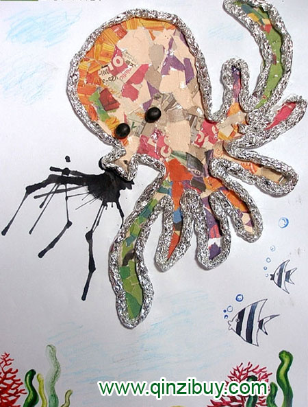 幼儿园大班美术造型教案：淘气的章鱼
