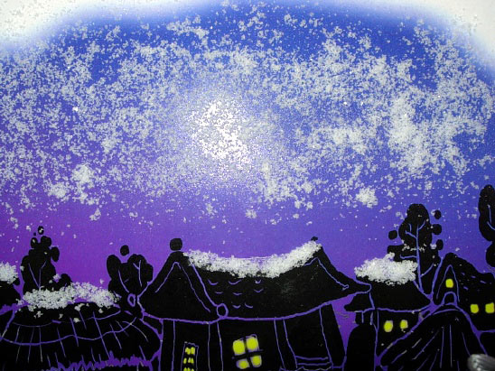 大班美术造型教案:下雪的村庄-幼儿园大班美术