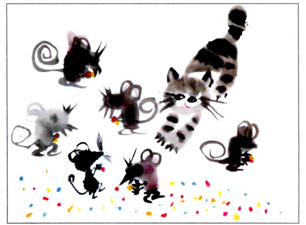 幼儿园大班中国画教案：猫和老鼠