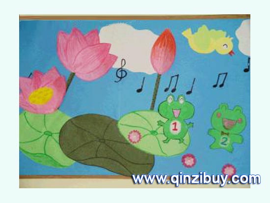 幼儿园夏天环境布置:荷花池2-幼儿园环境布置