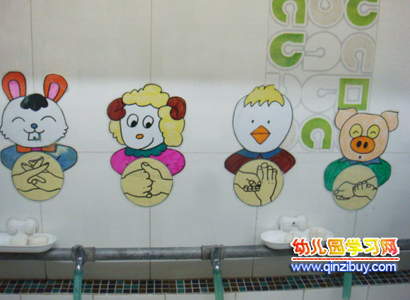 幼儿园墙面布置布置:洗手方法