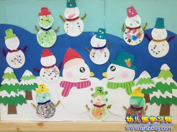 各种各样的雪人│幼儿园冬天环境布置图片