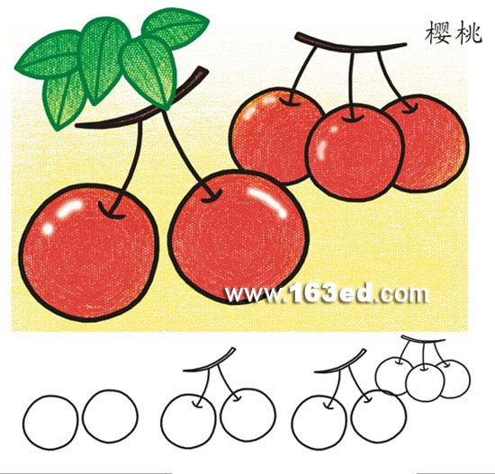 水果简笔画:樱桃