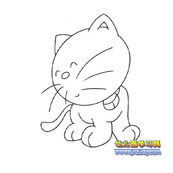 带铃铛的小猫简笔画2