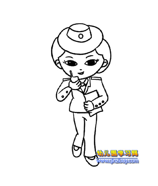 美女警花简笔画1