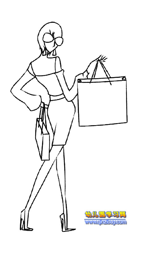 逛街的模特简笔画2-幼儿园教案网