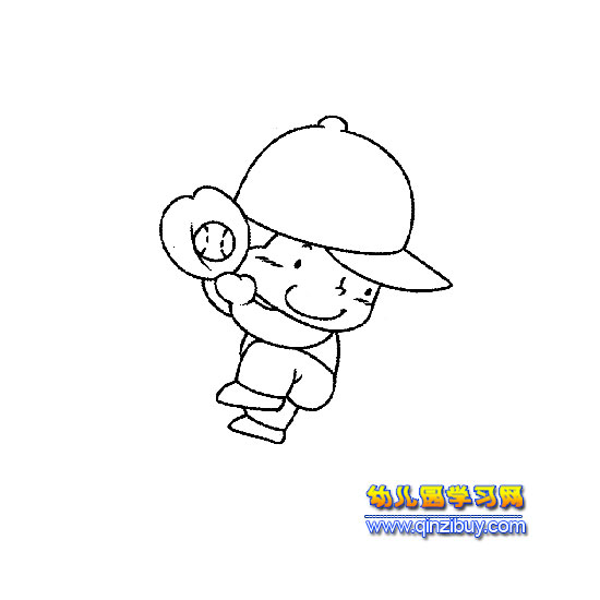 打棒球小男孩简笔画1