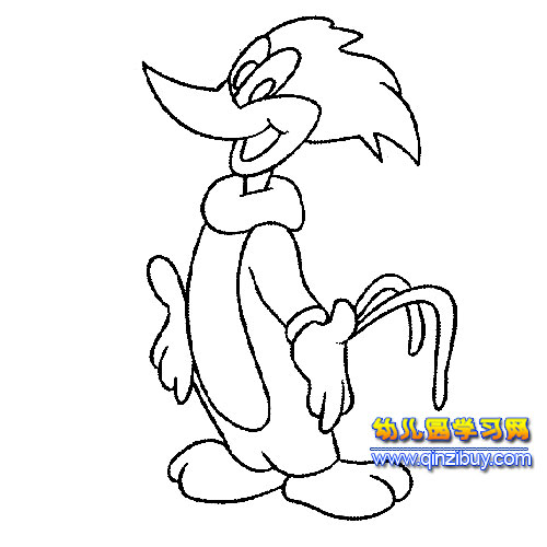 一只大个的啄木鸟简笔画