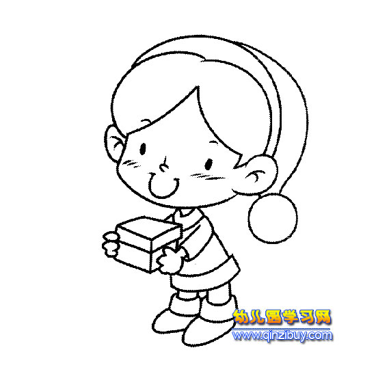 送礼物的小男孩简笔画—幼儿园教案网