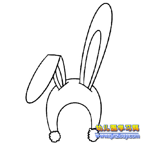 兔耳朵帽子简笔画2