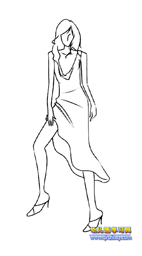 爱美的模特简笔画4-幼儿园教案网