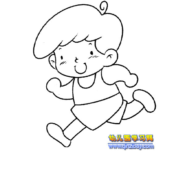 跑步的小男孩简笔画