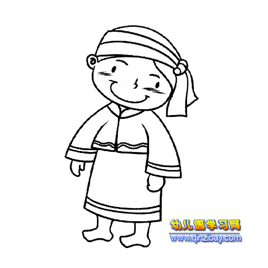 简笔画:少数名族小男孩2-幼儿园教案网