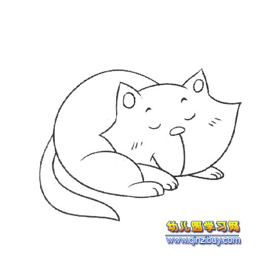 睡觉的小猫简笔画2—幼儿园教案网