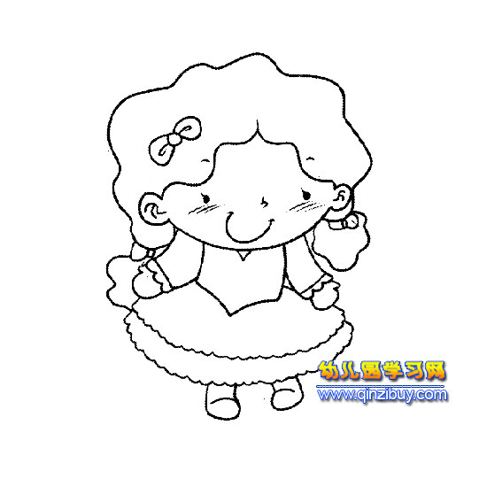 简笔画(穿着长裙子的女孩)3