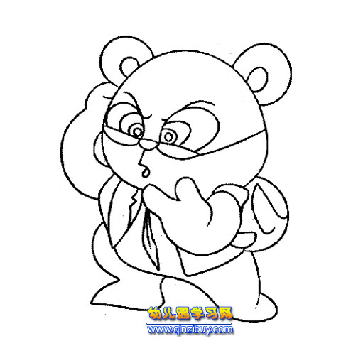 背着书包的熊猫(简笔画)
