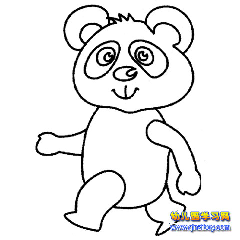 动物简笔画:步行的熊猫-幼儿园教案网