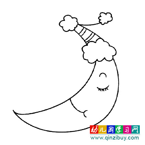 简笔画:戴帽子的月亮3