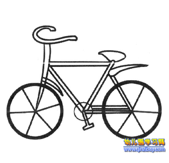 交通工具简笔画:一辆自行车