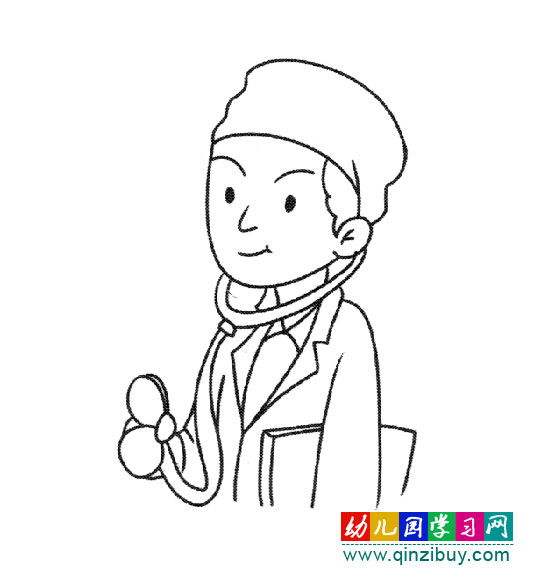 简笔画:戴听诊器的医生