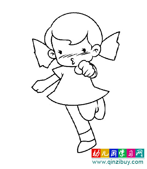 顽皮的小女孩(简笔画)