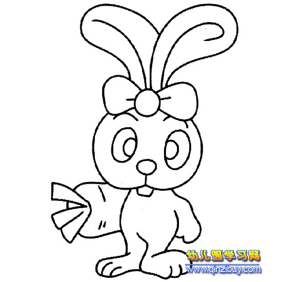 拿着萝卜的兔子3(简笔画)-幼儿园教案网