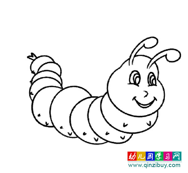 缓慢爬行的毛毛虫1(简笔画)-幼儿园教案网