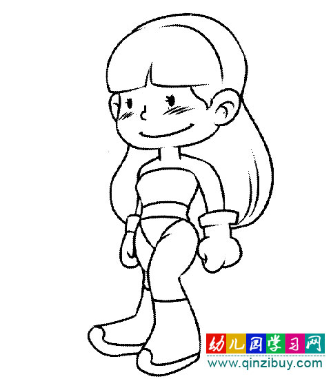 可爱的小女孩4(简笔画)—幼儿园学习网
