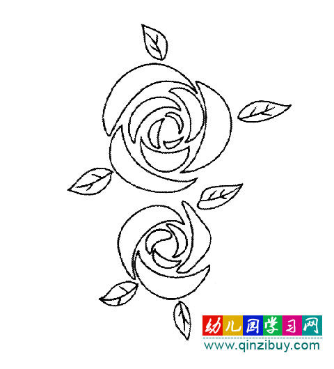 两朵玫瑰花(简笔画)