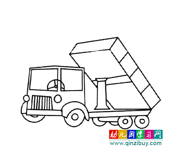 简笔画:自卸的大卡车-幼儿园教案网