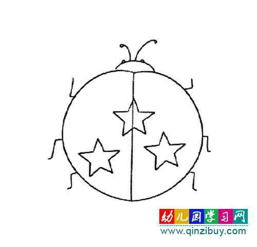 简笔画:背上有五角星的瓢虫-幼儿园教案网