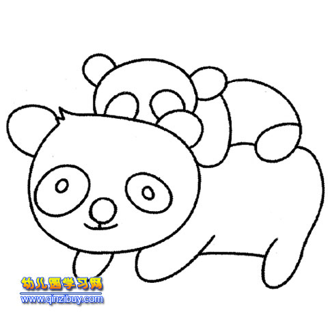 两只熊猫(幼儿园简笔画)