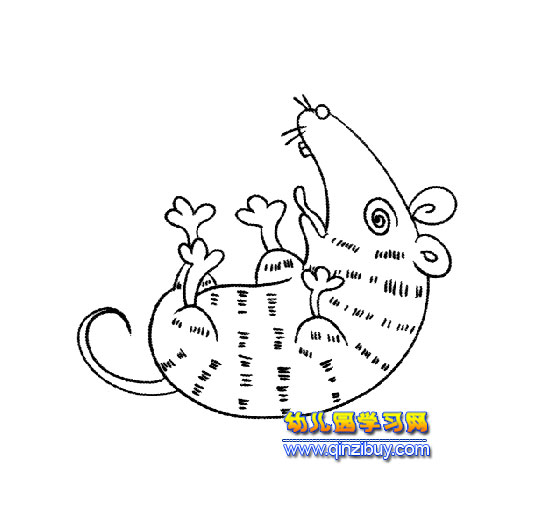 仰面朝天的小老鼠_幼儿简笔画