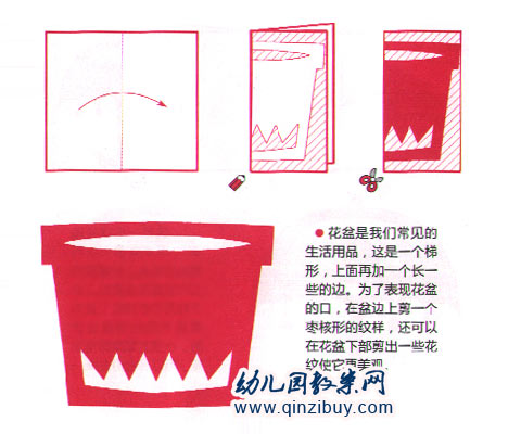 幼儿园手工制作剪纸:花盆